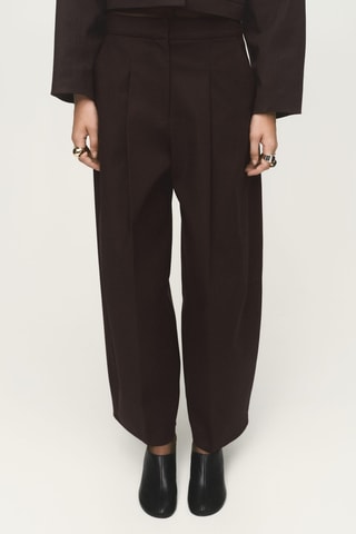 Pantalon large à pinces - Marron