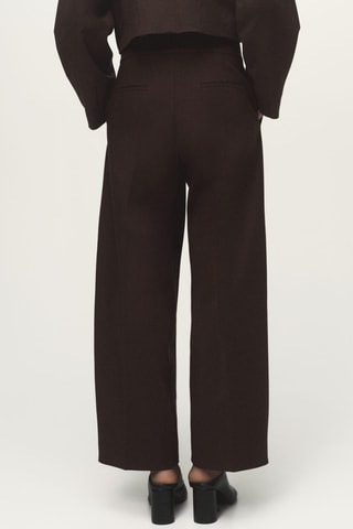 Pantalon large à pinces - Marron