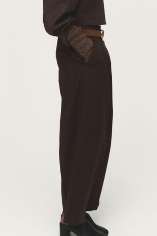 Pantalon large à pinces - Marron
