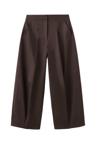 Pantalon large à pinces - Marron