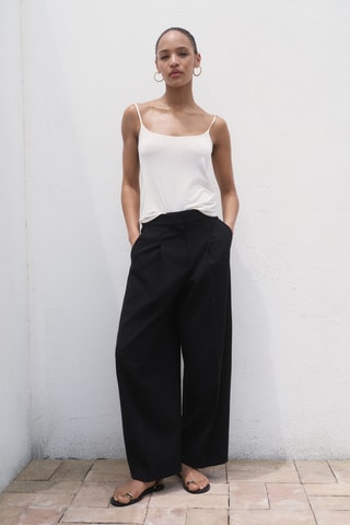 Pantalón ancho pinzas - Negro