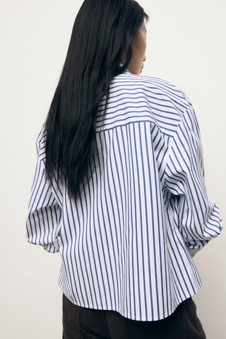 Chemise crop rayures - Ciel