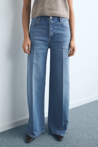 Jeans anchos tiro alto - Azul