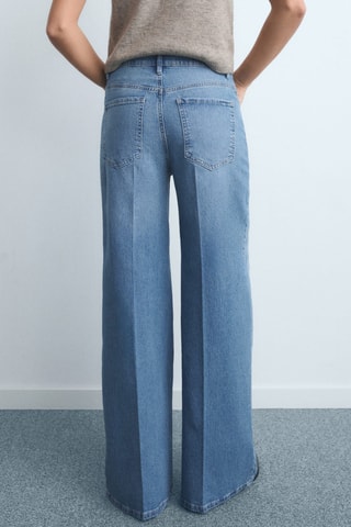Jeans anchos tiro alto - Azul