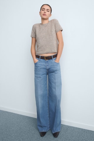 Jeans anchos tiro alto - Azul