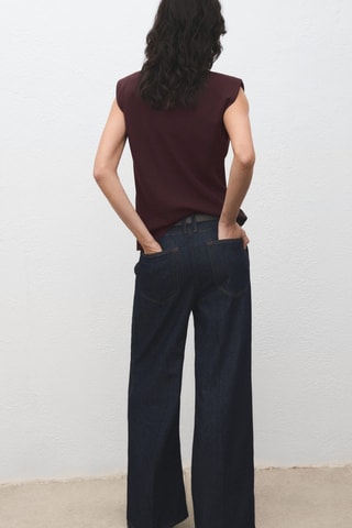 Blouse épaulettes froncées - Marron