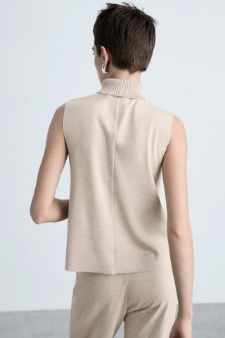 Top maille col montant - Beige