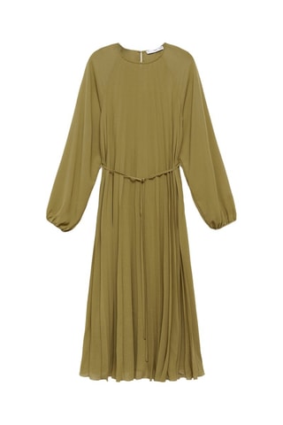 Robe plissée ceinture à nouer - Vert