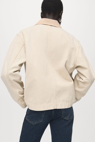 Parka en jean col contrasté - Écru