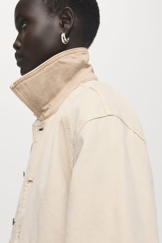 Parka en jean col contrasté - Écru