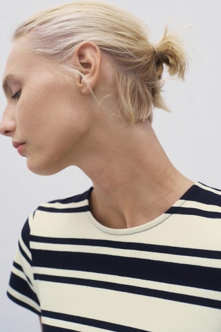 Robe à rayures bimatière - Bleu marine