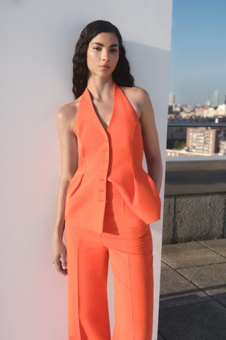 Pantalon de costume droit taille normale - Corail