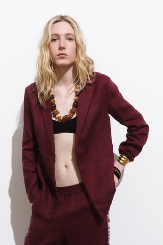 Blazer de costume en lin finis effilochés - Bordeaux