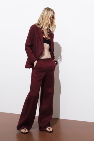 Blazer de costume en lin finis effilochés - Bordeaux