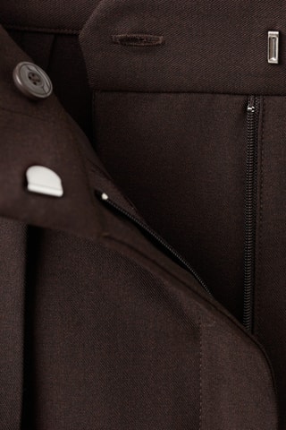 Pantalon wide leg à pinces taille normale - Marron