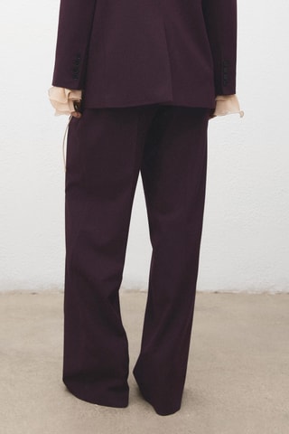 Pantalon wide leg à pinces taille normale - Rouge