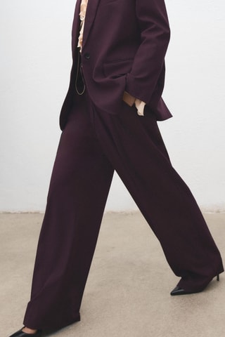 Pantalon wide leg à pinces taille normale - Rouge