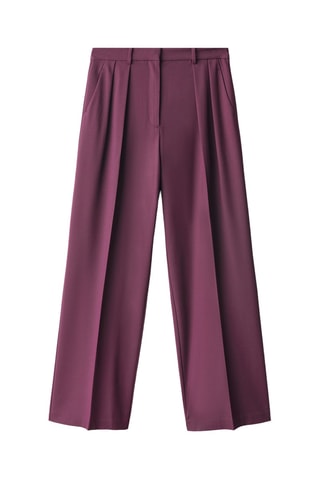 Pantalon wide leg à pinces taille normale - Rouge