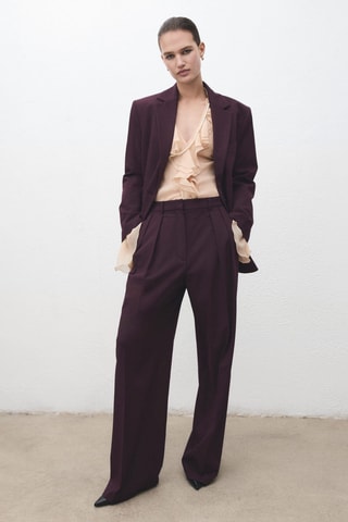 Pantalon wide leg à pinces taille normale - Rouge