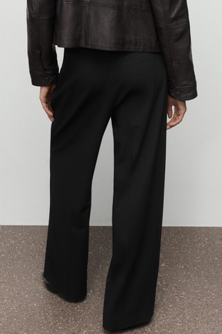 Pantalon wide leg à pinces taille normale - Noir