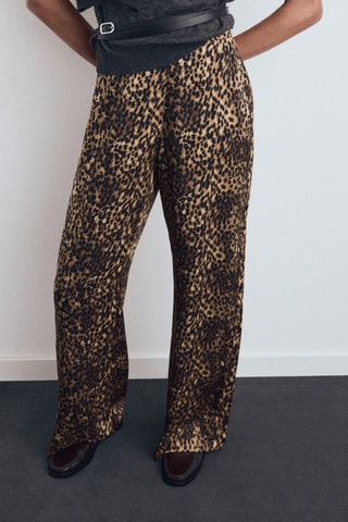 Pantalon satiné léopard - Marron