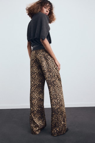 Pantalon satiné léopard - Marron
