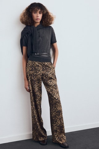 Pantalon satiné léopard - Marron
