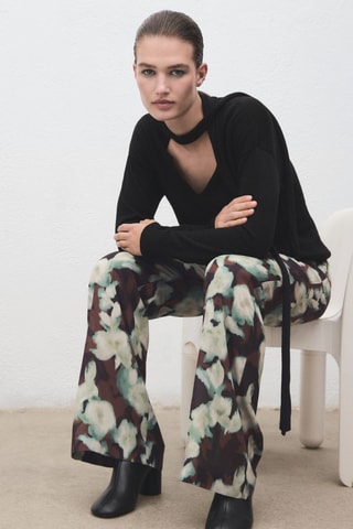 Pantalon flare imprimé - Vert