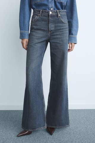 Jean large à boutons - Bleu marine
