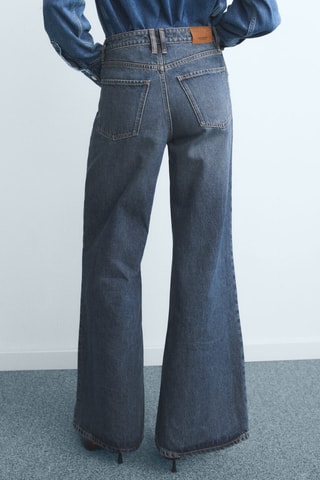 Jean large à boutons - Bleu marine