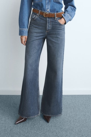 Jean large à boutons - Bleu marine