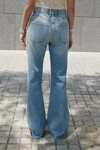 Jean flare taille mi-haute - Bleu