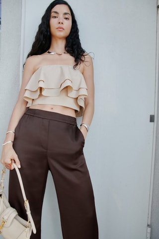 Pantalon satiné rayures contrastées - Violet