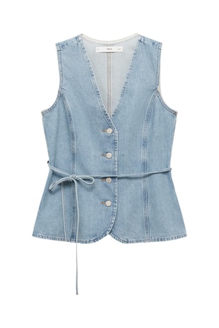 Gilet en jean boutons - Bleu