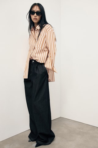 Chemise à rayures oversize - Écru