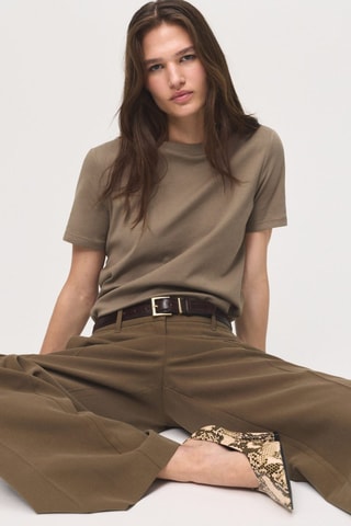 T-shirt coton manches courtes - Marron