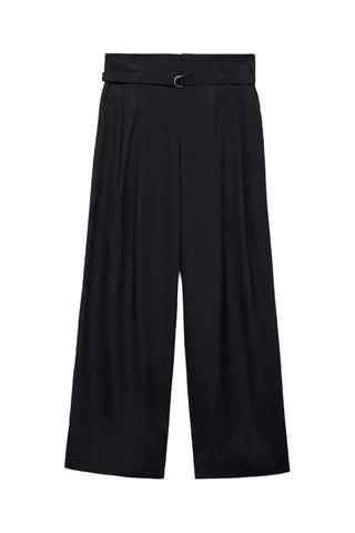 Pantalón wideleg cinturón - Negro