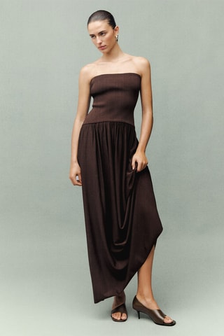 Robe bustier combinée - Marron