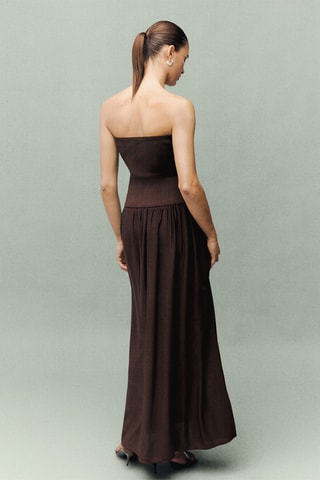 Robe bustier combinée - Marron