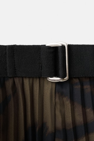Jupe plissée ceinture - Marron