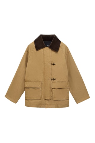 Parka oversize col contrasté - Marron