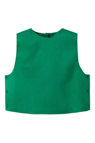 Top en lin mélangé à boutons - Vert
