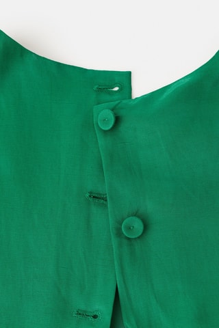 Top en lin mélangé à boutons - Vert