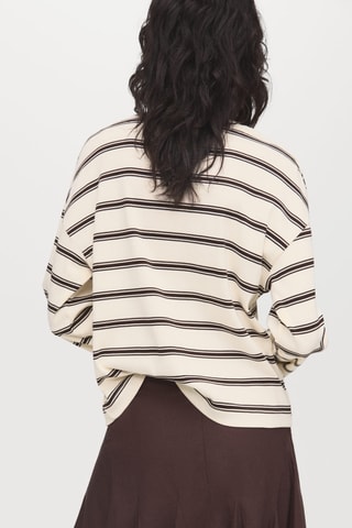 Sweat-shirt coton rayures - Écru