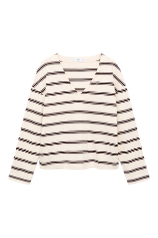 Sweat-shirt coton rayures - Écru