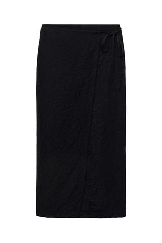 Jupe portefeuille effet froissé - Noir