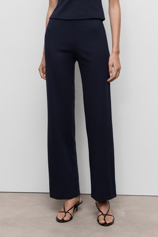 Pantalon droit taille élastique - Bleu marine
