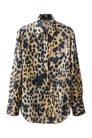 Chemise léopard à poche - Noir