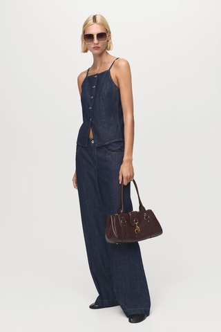 Top denim à boutons - Bleu