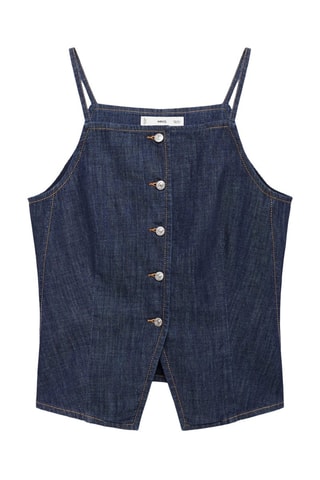 Top denim à boutons - Bleu